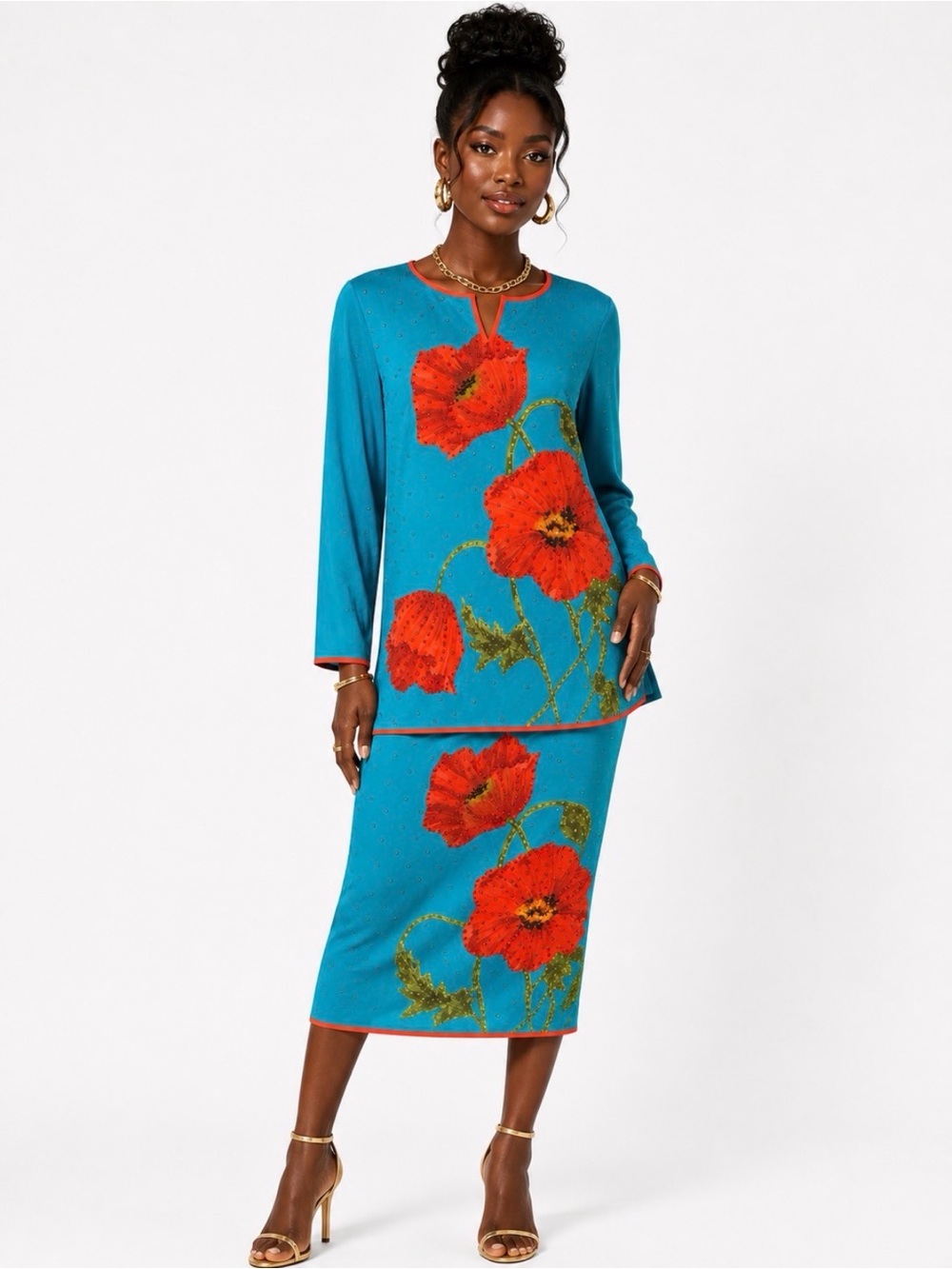 Diane Gilman 100% Silk Skirt Set